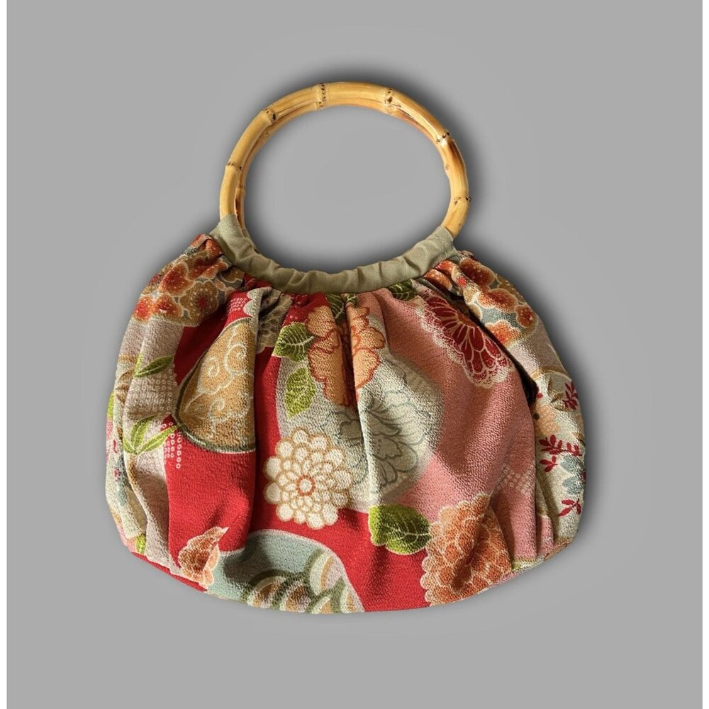 J. Jill Floral Bohemian Carpet Bag Bamboo Handle Purse